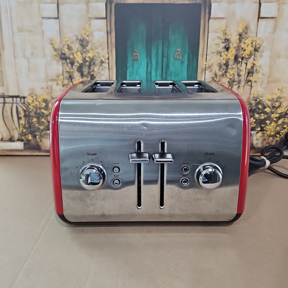KitchenAid Model KMT4115ER0 4 Slice Stainless Steel Bread Toaster Red
